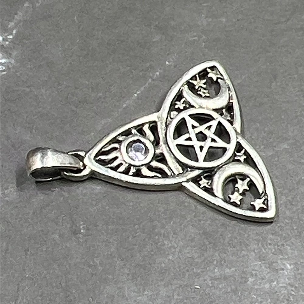 Sterling Silver Celestial Pentacle Trinity Knot P… - image 2